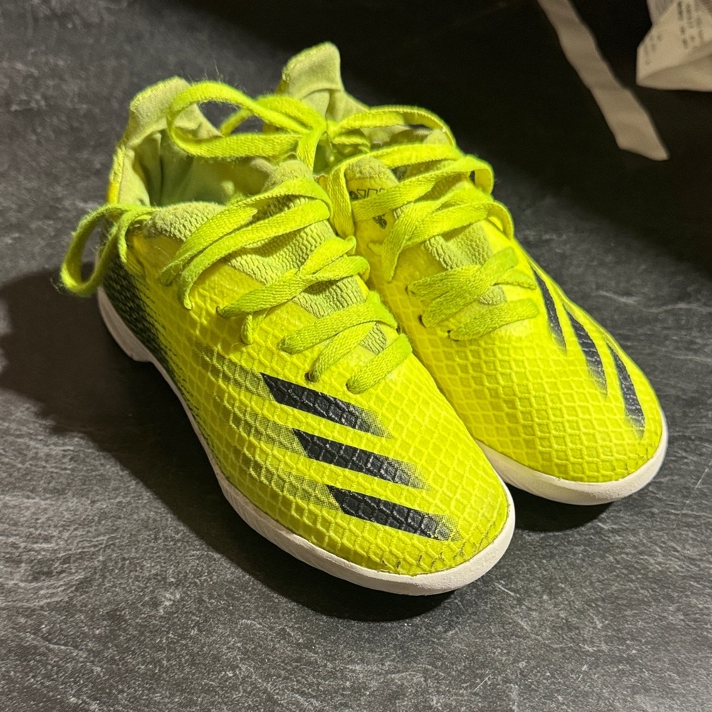adidas Kids Neon Yellow and Black Indoor Soccer Shoes